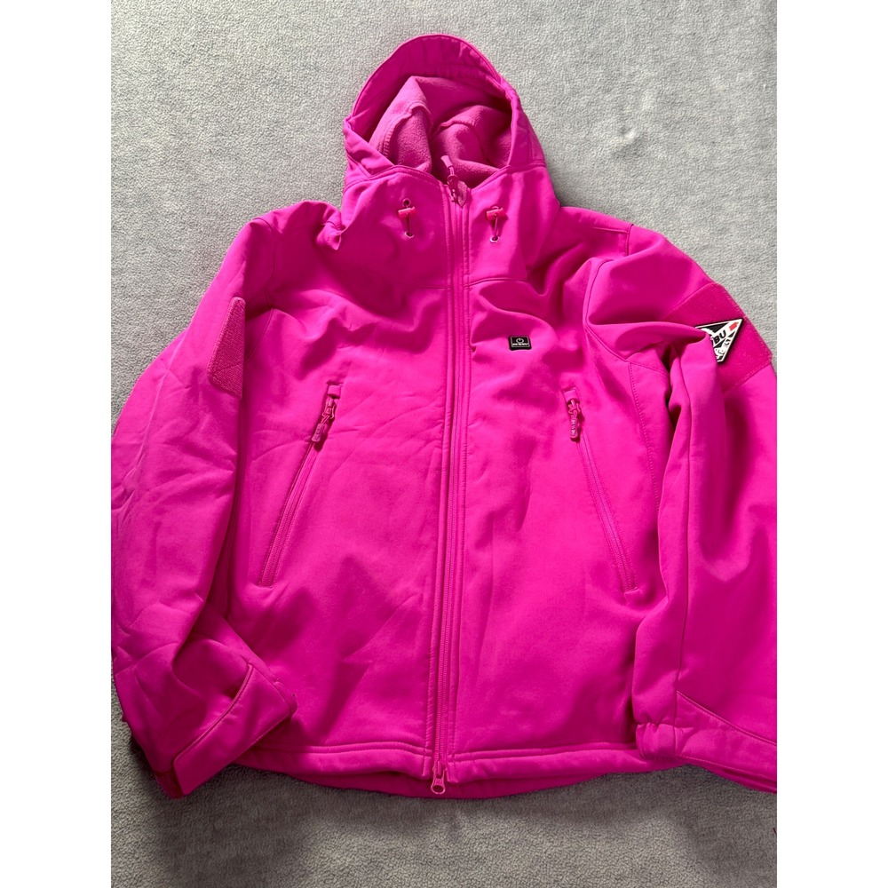 Dewbu Heated Jacket Women M Pink Softshell Hooded Fleece Lined Coat Power Bank